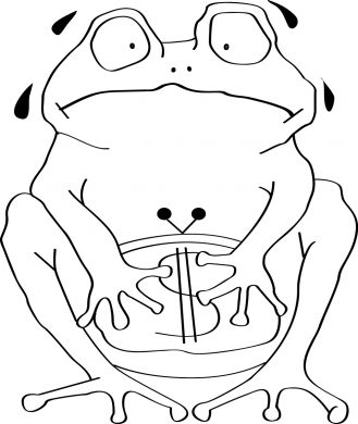 Grafik: Der Geizige, bzw ein geiziger Frosch mit Geldbörse