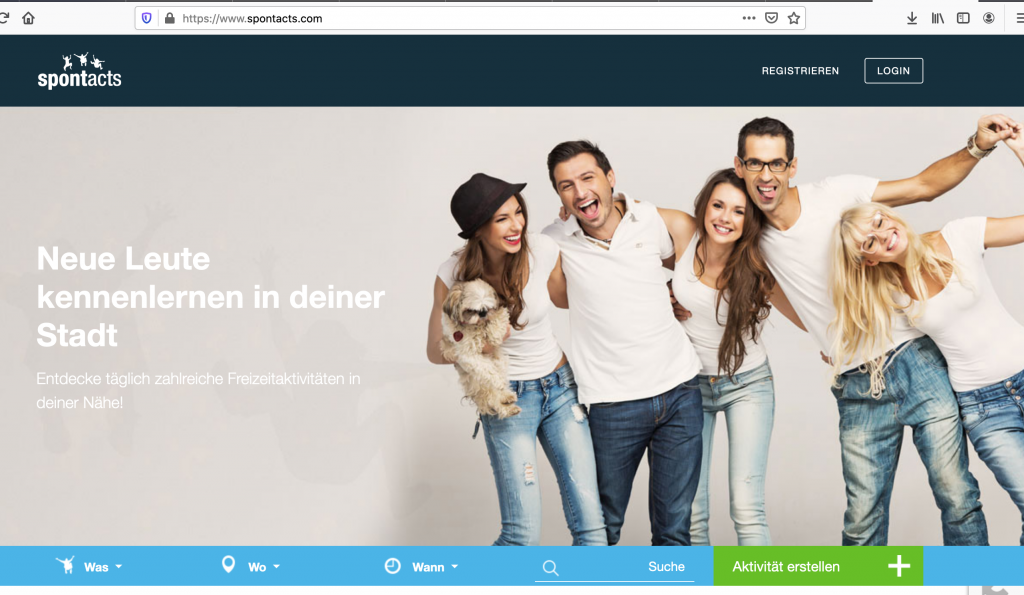 Startseite von Kontaktforum Spontacts.de